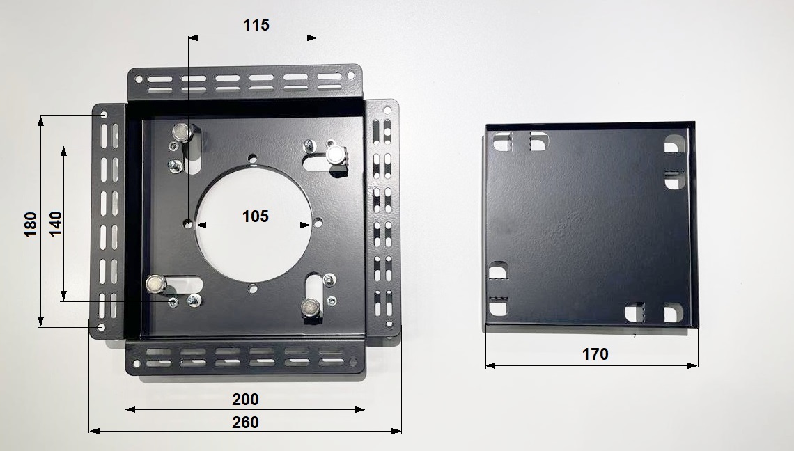 Решетка теневая под плитку РТМ 200х200мм для вентилятора d100мм черная металлическая